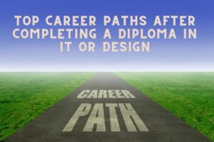 Professionals exploring top career paths after completing a diploma in IT or design with coding and design elements