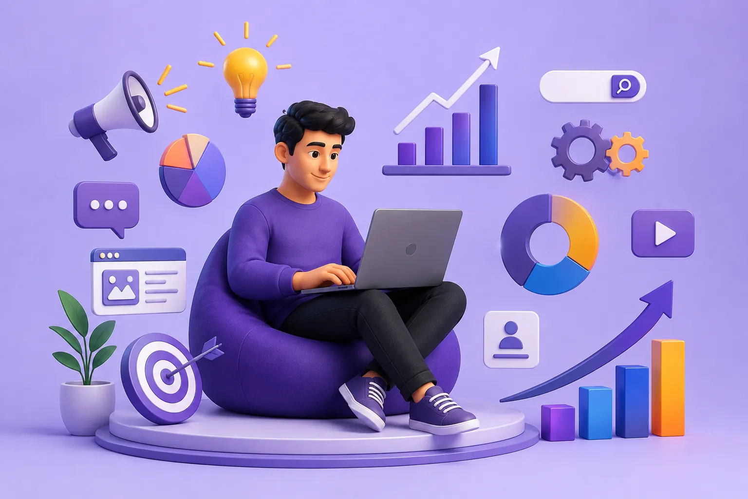 Illustration representing digital marketing career outcomes