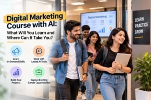 A Digital Marketing Course with AI helps learners combine traditional marketing knowledge with artificial intelligence, automation, analytics, and creative tools.
