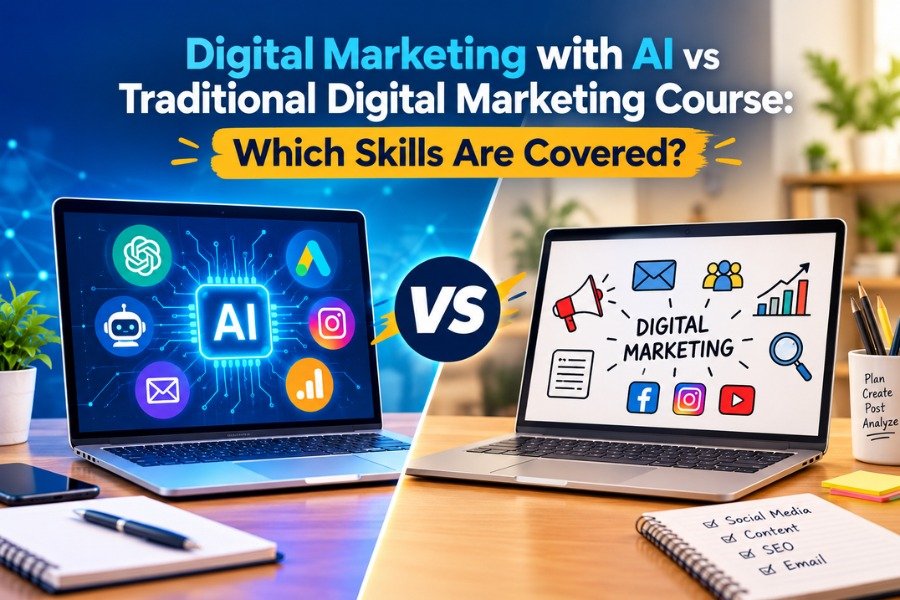 The answer depends on how well each learner applies their skills. Traditional digital marketing builds the foundation, while AI-powered digital marketing adds new ways to research, create, test and improve campaigns.